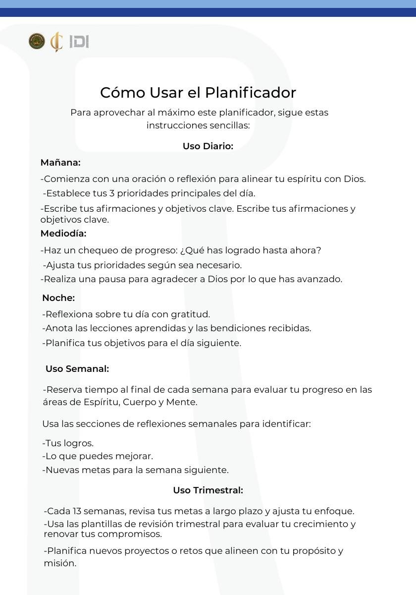 Cómo Usar el Planificador page