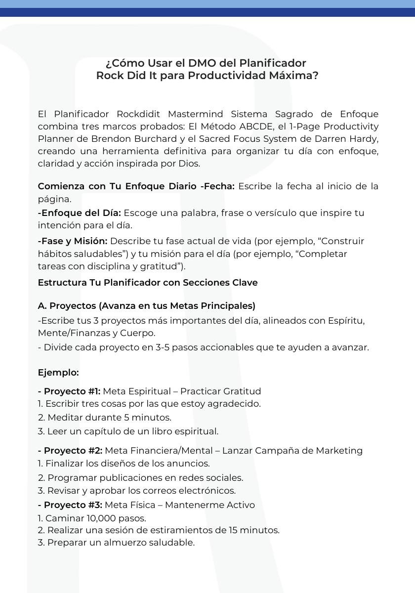Productividad Máxima DMO planner page